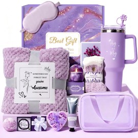 Regalo de cumpleaños para mujeres, lujosa cesta de regalo de spa de cuidado personal con manta para mamá, esposa, hermana, amiga, novia, abuela, regalo de pronta recuperación y Navidad para ella