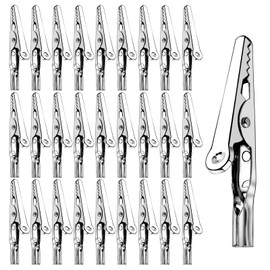 70 PCS Alligator Clips Kit Silver Crocodile Clips Metal Electrical Test Cable Croc Clips Spring Clamps for Laboratory and Electrical Test Work