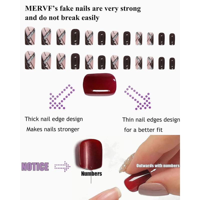 LOZTBUE 1 Set Acrylic Nails Medium False Nails Square False