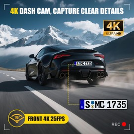 Dash Cam, 4K Front Dash Camera for Car, WiFi Dashcam with APP Control, Built-in GPS, Night Vision, Parking Monitoring, G-Sensor, Loop Recording, Free 32GB SD Card, Support 128GB Max
