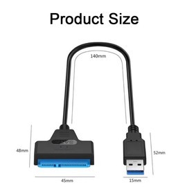 USB3.0 to SATA Cable, USB to SATA III Hard Drive Adapter Compatible for 2.5" HDD and SSD, Supports Windows XP/Vista/7/8/10 and Mac OS ECC (SATA III, 2.5")