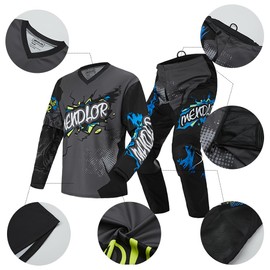 MENDLOR Motocross Jersey Pant Combo Mx Gear Set Mens Women Dirt Bike Gear Set Suit Enduro Ride Racewear Offroad Adult Riding (Black Blue, Jersey XXL Pants 38)