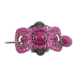 Skelapparel Bohemian howlite Vintage Inspired squash Blossom hair barrette Hair stick (Pink)