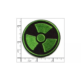 Patchwork Paradise Nuclear Radiation Sign Green And Black Embroidered Iron On Patch DIY Applique