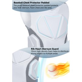 Soared Youth Baseball Chest Protector Padded Compression Shirt Impact-Dispersing Padding Softball Football Rib Heart Sternum Guard