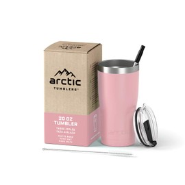 Arctic Tumblers | 20 oz Rose Insulated Tumbler with Straw & Cleaner - Retains Temperature up to 24hrs - Non-Spill Splash Proof Lid, Double Wall Vacuum Technology, BPA Free & Built to Last