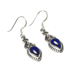 Art Gecko Teardrop Shaped Blue Lapis Lazuli Sterling Silver 925 Gemstone Earrings