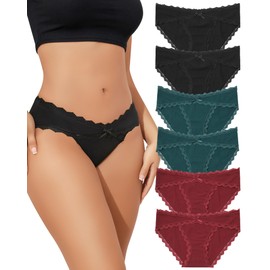 LEVAO 6 Pack Women's Underwear Cotton Ladies Stretch Panty Briefs Bikini Cheeky Panties S-2XL