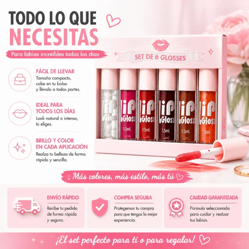Set De 6 Aceites Para Labios Lip Glow Oil Gloss