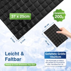 Leisuremix PCM Cooling Mat for People Dogs Self-Cooling Seat Mat Outdoor Foldable 37 x 25 cm, Cooling Starts Below 28 °C Seat Pad Outdoor Children Black