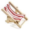 Decorative Wooden Deckchair with Red and White Fabric Seat -