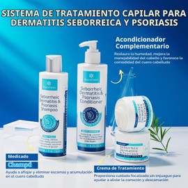 Roycederm Set De Crema, Champú Y Acondicionador Para Dermatitis Seborreica Y Psoriasis - Sistema De Terapia Capilar Para Foliculitis, Psoriasis, Caspa Y Cuero Cabelludo Seco - Tratamiento Capilar Para