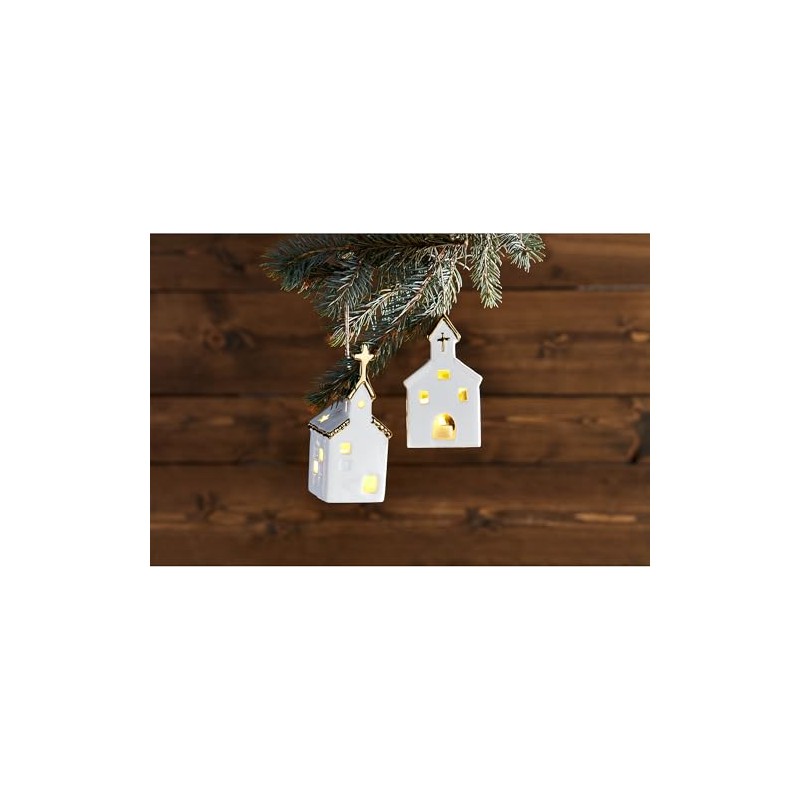 Mud Pie Light Up Church Ornament, Medium, 4" x 2