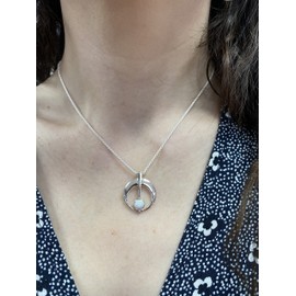 ORTAK 925 Sterling Silver Handmade Pendant Necklace Synthetic Opal Gemstone Zodiac Libra October Birthstone Scottish Fine Jewellery Made in Orkney, Scotland