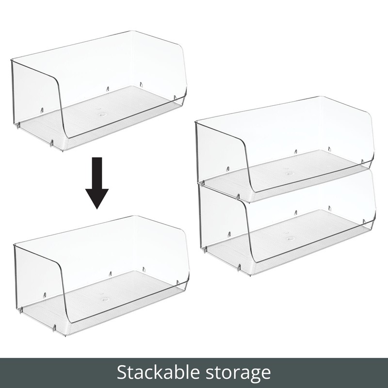 mDesign Modern Stackable Plastic Open Front Dip Extra Large Storage