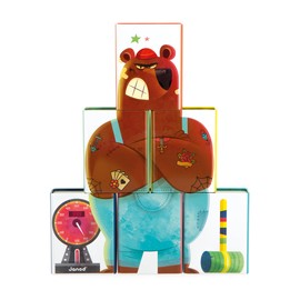 Janod - Can Throwing Applepop - Skill Game - 6 Metal Tins + 2 Foam Balls - Outdoor Toy - Promotes Hand Dexterity and Concentration - From 3 Years, J03359