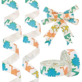 NBEADS 4 Rolls 18 m Cotton Ribbon with Dinosaur Pattern, 15 mm Animal Cotton Ribbon Printed for Home Gift Wrapping DIY Craft Accessories