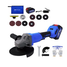 Cordless Angle Grinder, Cordless Grinder w/21V 6.0Ah Li-Ion Battery & Charger,for Cutting and Grinding, Brushless Motor, Quick-Change Wheel Guard, 2-Position Handle, Battery Grinder Tool Set