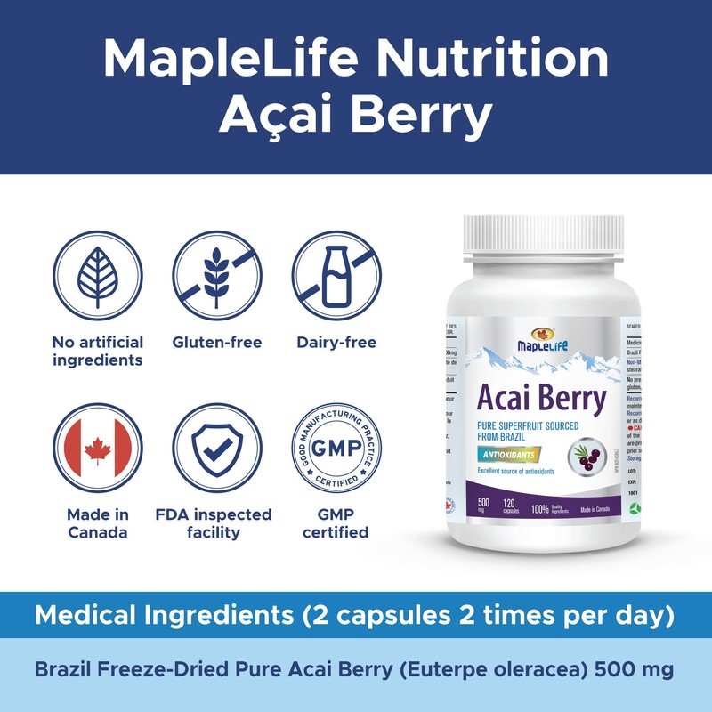 MapleLife Nutrition - Acai Berry 500 mg - Pure Superfruit