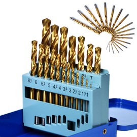 19PCS M35 Cobalt Twist Drill Set,Titanium Coated Metal Drill Bits Set,Ø1.0 to 10mm,135° Split Point,Multifunctional Carpentry Tools with Foldable Storage Case
