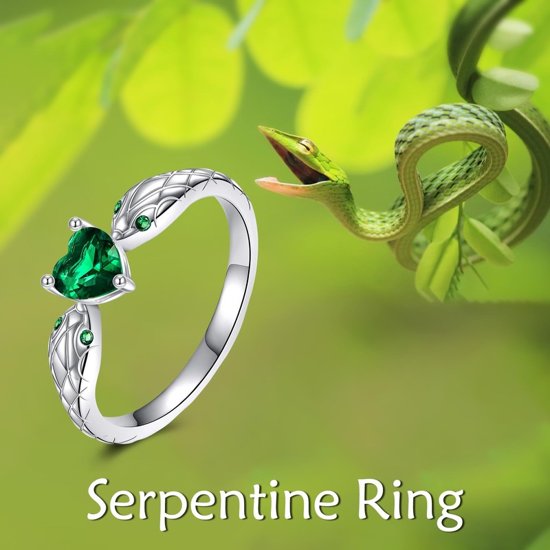 AXOMY Snake Ring 925 Sterling Silver Double Head Snake Ring
