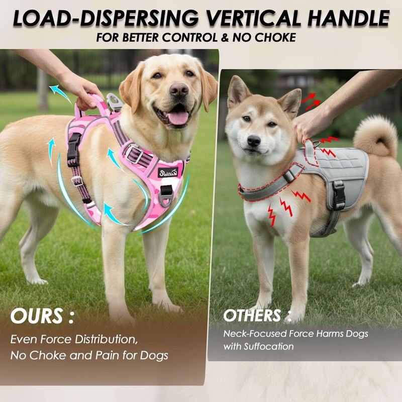 SlowTon No Pull Dog Harness, Heavy Duty No Choke Pet