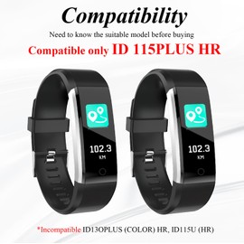 hoeslaw 2 Pcs Watch Bands Replacement for ID115Plus HR, Fitness Watch Wristbands Set for Very Fit Pro Activity Tracker, Smart Watch Bands Straps for Workouts Office Everyday Wear (Black)