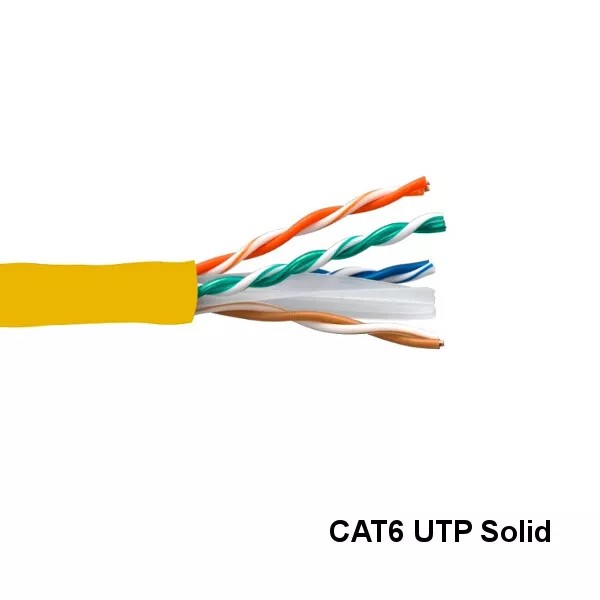 Kentek Yellow 1000' CMR UTP Cat6 Solid Ethernet Bulk Cable