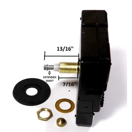 High Torque Clock Movement (Silent Sweep) Extended Shaft with 17-3/4 in. Long Balanced Black Spaded Hands (No11)