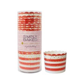 Sophistiplate Red and White Stripe Confetti Paper Baking Treat Cups