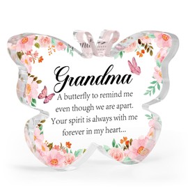 Hakumata Sympathy Gifts for Loss of Grandmother - Memorial Gifts for Loss of Grandma Remembrance Gifts Bereavement Gift Ideas Loss of Nana Gift Butterfly Acrylic Table Decoration Memorial Plaque