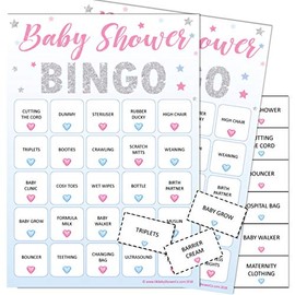 Baby Bingo - Baby Shower Party Game for up to 20 Players (Unisex Stars)