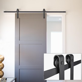 Aquaterior 6.6 Ft Sliding Barn Door Hardware Kit Heavy Duty Closet Cabinet Hanger Track Rail Roller Easy to Install Fit 36"-40" Wide Panel