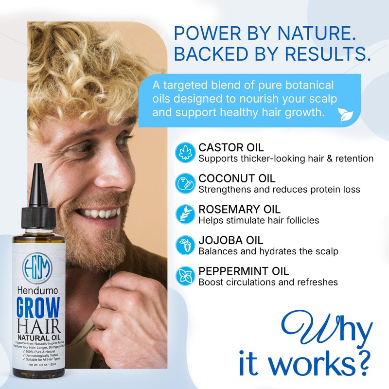 Hendumo Grow Hair Natural Oil, Unisex, 120ml
