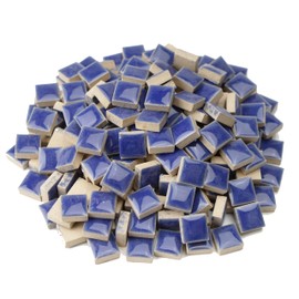 Samjobroad Mosaic Tiles for Crafts Blue, Glazed Porcelain Tiles,300g/200pcs Ceramic Tile Mosaic Pieces,Square Shapes(12mm),Design for Mosaic Making Projects