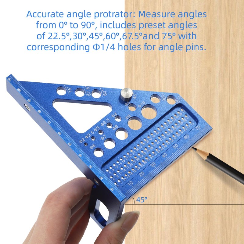 3D Carpenter's Square Multifunctional 22.5-90 Angle Measure Aluminium Alloy Measuring
