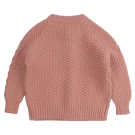 Peecabe Toddler Girl Sweaters Cable Knit Long Sleeve Crewneck Chunky Crochet Cardigans 1-6T (Brick Red, XS)