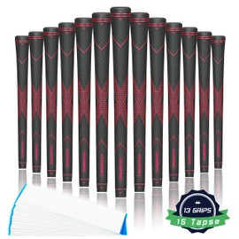CHAMPKEY Traction-X Golf Grips 13 Pack | High Traction and Feedback Rubber Golf Club Grips | Choose Between 13 Grips with 15 Tapse and 13 Grips with All Kits