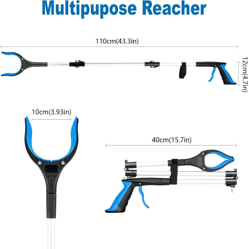 43 inch Extra Long Grabber Tool,Foldable Pick Up Stick with