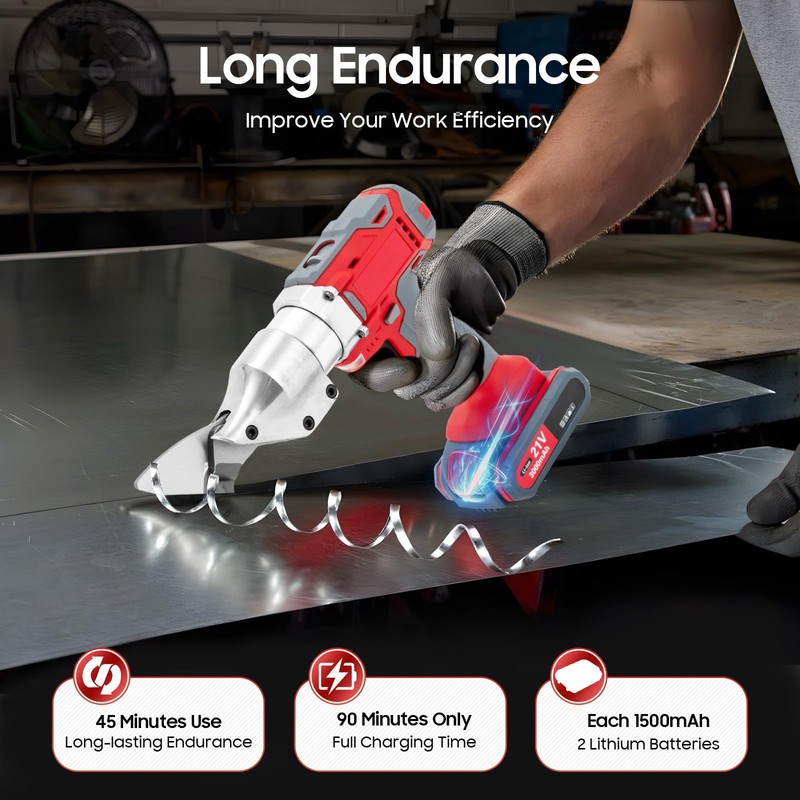 Metal Shear, 21V Industrial Electric Scissors with 2 Speed Adjust,
