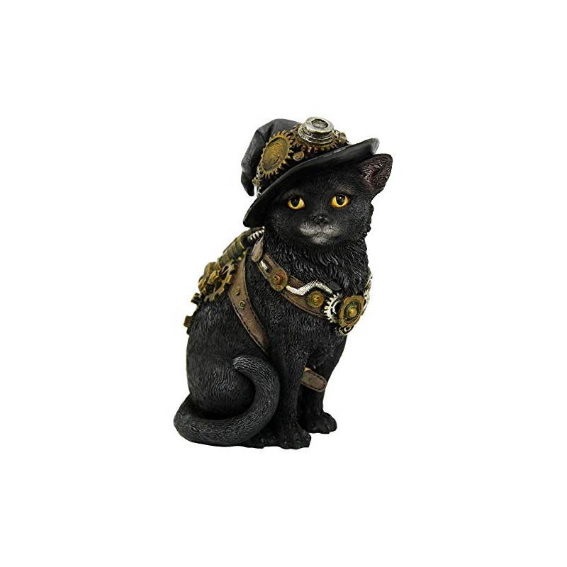 Nemesis Now D3893K8 Clockwork Kitty 16.5cm Figurine, Resin, Black