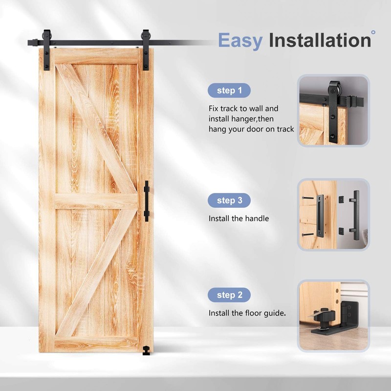 EaseLife 4 FT Sliding Barn Door Track and Handle Hardware