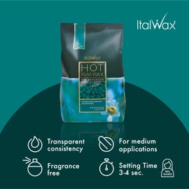 Italwax Italwax Azulene - 1kg / 2.2lb - Hard wax beads for hair removal - Natural formulation ideal for all skin type - Unscented - Recommended for Bikini Area and Armpits