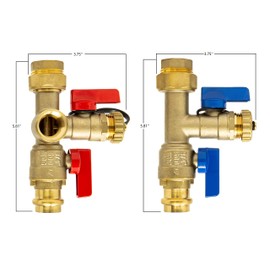 Libra Supply Libra Supply 3/4 inch Press Isolation Valve Kit with Pressure Relief Valve for Rheem Tankless Water Heater, FNPT x Press, 3/4' Service Valve for Rinai, Ecosmart, Navien, Noritz Takagi Bosch
