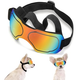 Small Dog Goggles, UV Protection Sunglasses for Small to Medium Breed Dog, Snow-Proof Windproof Goggles with Flexible Straps for Puppy Dogs (Red)