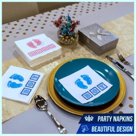 Iconikal 75-Count Gender Reveal Party Napkins, Two Sided, Boy or Girl Baby, Dinner Size