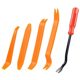 5 Pcs Trim Removal Tools, Pry Tools, Car Pry Tool Kit, Car Panel Door Audio Radio Stereo Removal Tools, Auto Clip Fastener Remover Pry Tool Set, Black