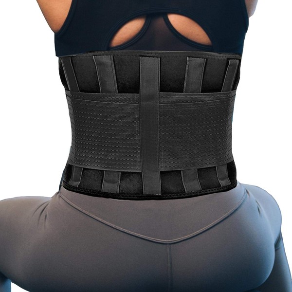 RiptGear Back Brace for Men and Women - Designed to Support Lower Back - Breathable Adjustable Anti-Skid Lumbar Support Belt (Black, Large)