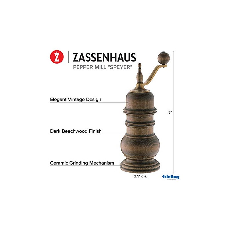 Zassenhaus Speyer - Molinillo de pimienta de haya teñida oscura,
