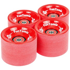 FunTomia Pack of 4 Longboard/Skateboard Wheels (Big Wheels) in 70 x 51 mm 80A Including ABEC-9 Ball Bearings